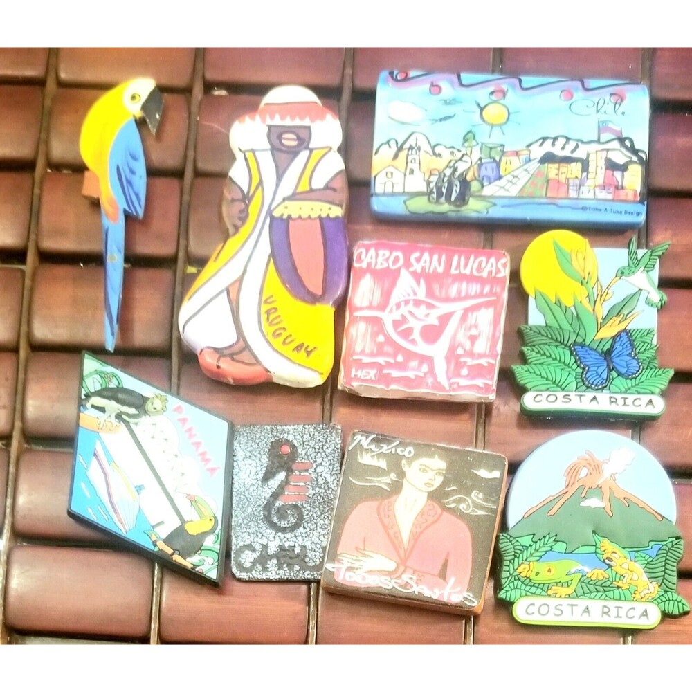 9 Vintage Refrigerator Souvenir Travel Magnets Mexico Central & South America